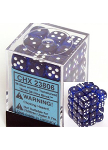 Chessex Translucent 36x12mm Dice Blue with White